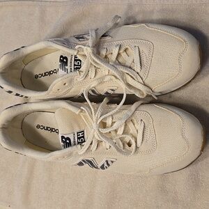 New Balance 515H Platform Cream And Light Gray Zebra Print Sneakers - Womens 11